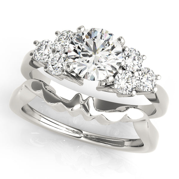 Round Cluster Peg Head Accent Engagement Ring