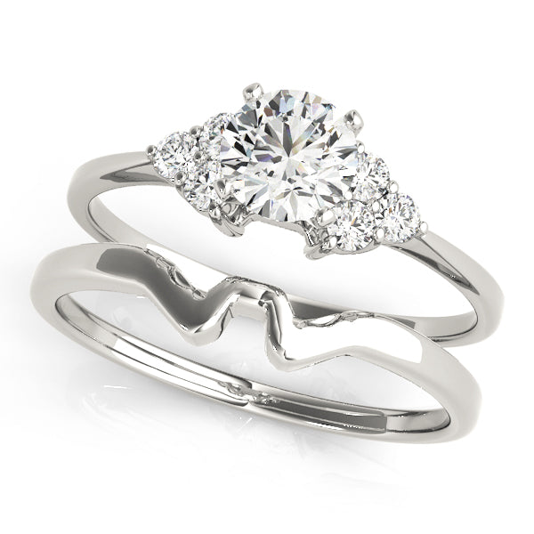 Round Cluster Peg Head Engagement Ring
