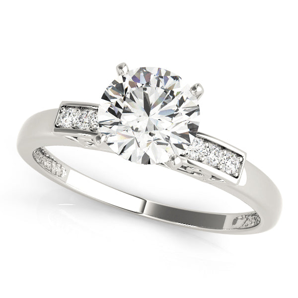 Classic Single Row Engagement Ring – 14KT Customizable Semi-Mount