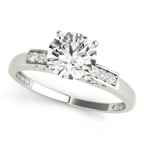 Classic Single Row Engagement Ring – 14KT Customizable Semi-Mount