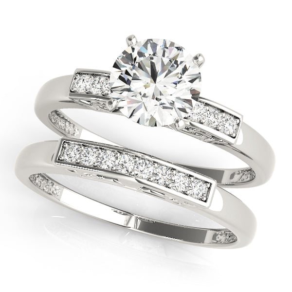 Classic Single Row Engagement Ring – 14KT Customizable Semi-Mount