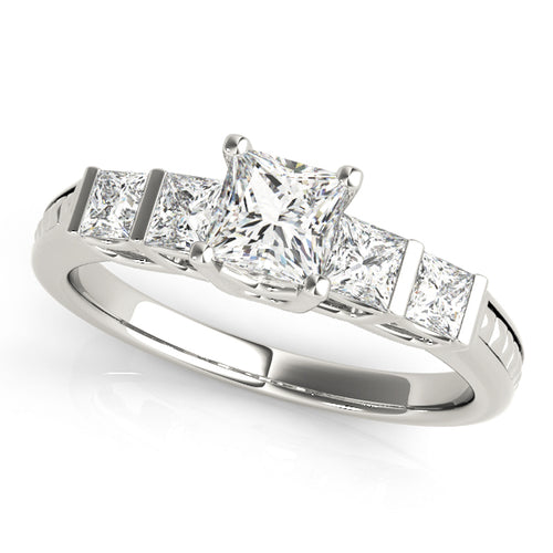 Channel Set Princess Cut Engagement Ring