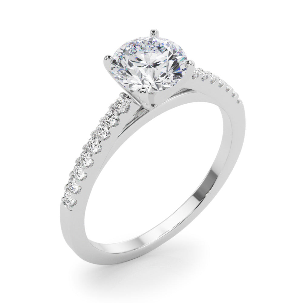 Single Row Cathedral Diamond Engagement Ring