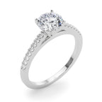 Single Row Cathedral Diamond Engagement Ring