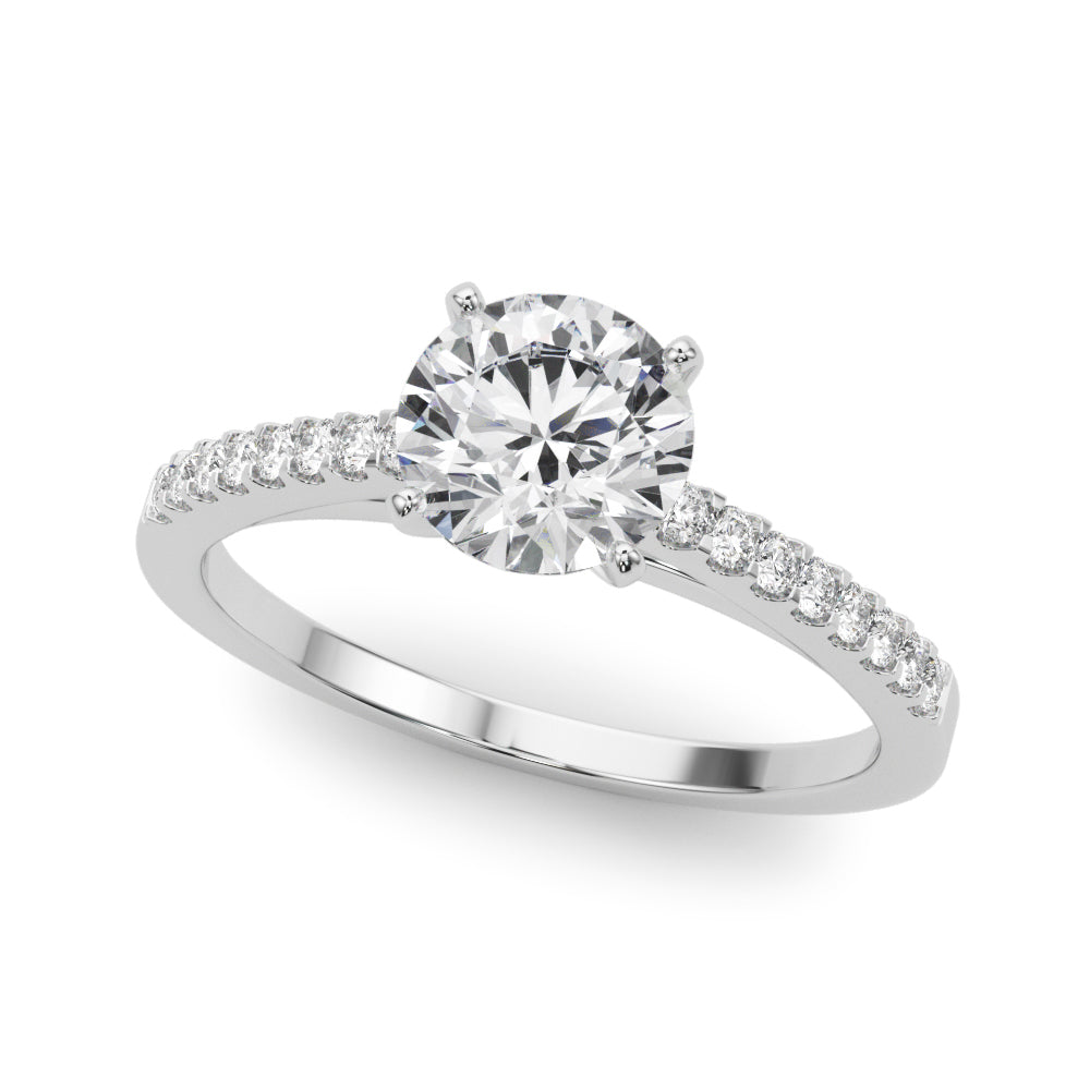 Single Row Cathedral Diamond Engagement Ring