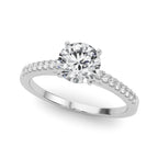 Single Row Cathedral Diamond Engagement Ring