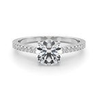Single Row Cathedral Diamond Engagement Ring