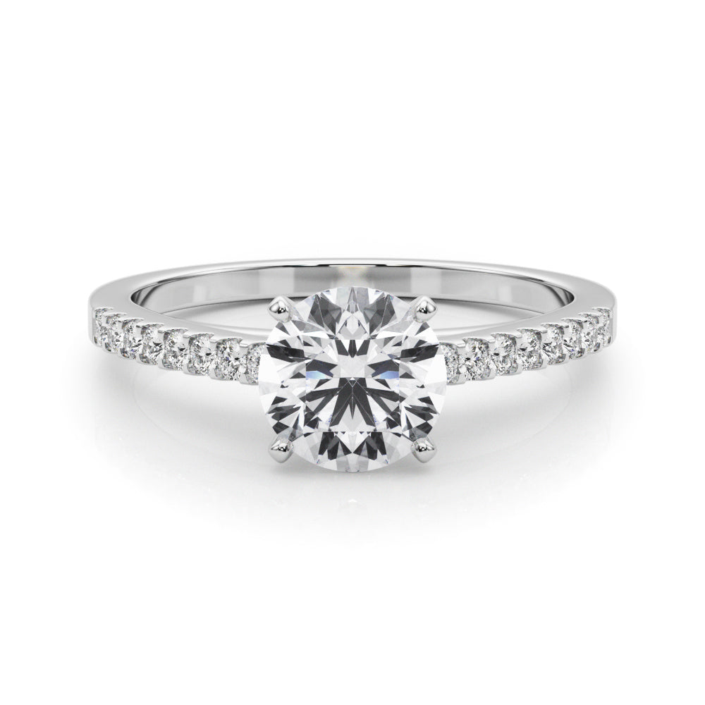 Single Row Cathedral Diamond Engagement Ring