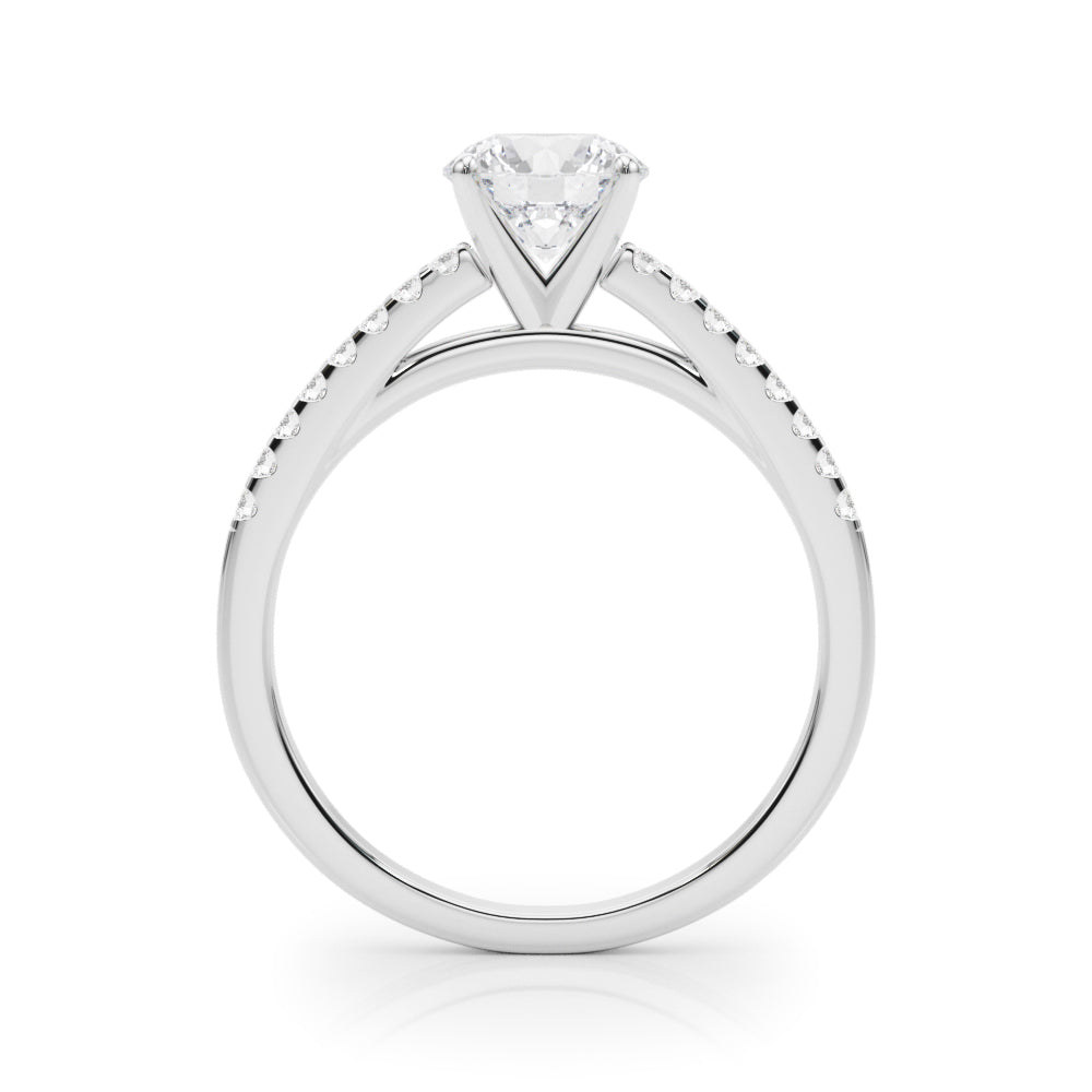 Single Row Cathedral Diamond Engagement Ring