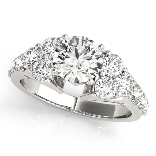 Prong Set Cluster Side Diamond Engagement Ring
