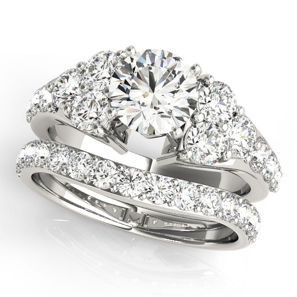 Prong Set Cluster Side Diamond Engagement Ring