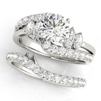 Round and Marquise Diamond Bypass Engagement Ring