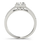 Princess Cut Double Row Split Shank Halo Engagement Ring