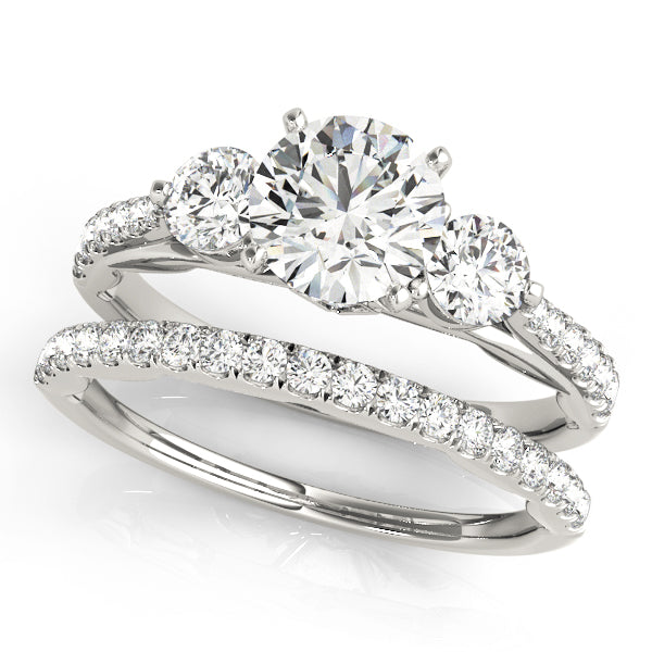 Three Stone Single Row Engagement Ring