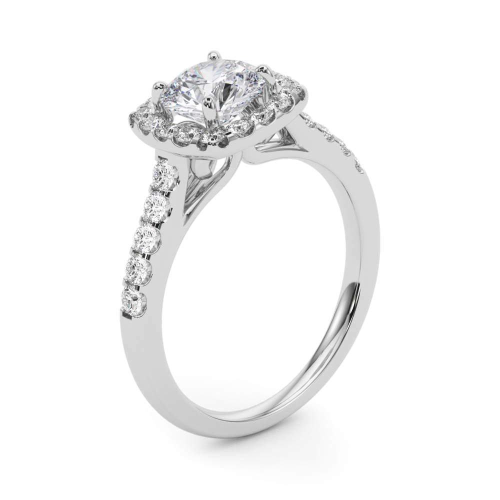 Round Diamond Cushion Halo Engagement Ring 1 CT