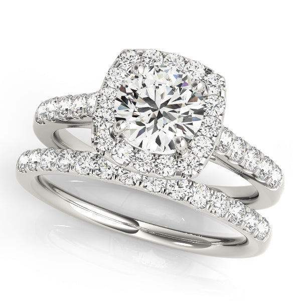 Round Diamond Cushion Halo Engagement Ring 1 CT