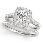 Round Diamond Cushion Halo Engagement Ring 1 CT