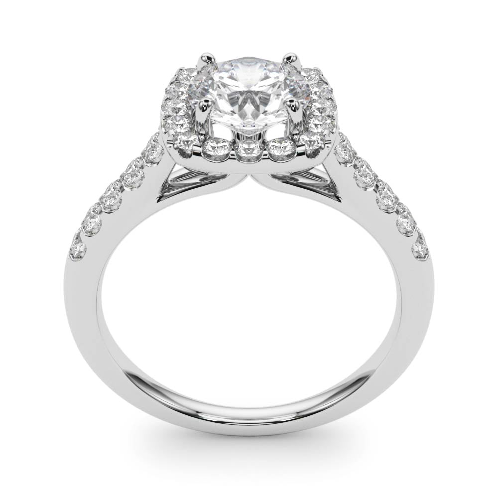 Round Diamond Cushion Halo Engagement Ring 1 CT