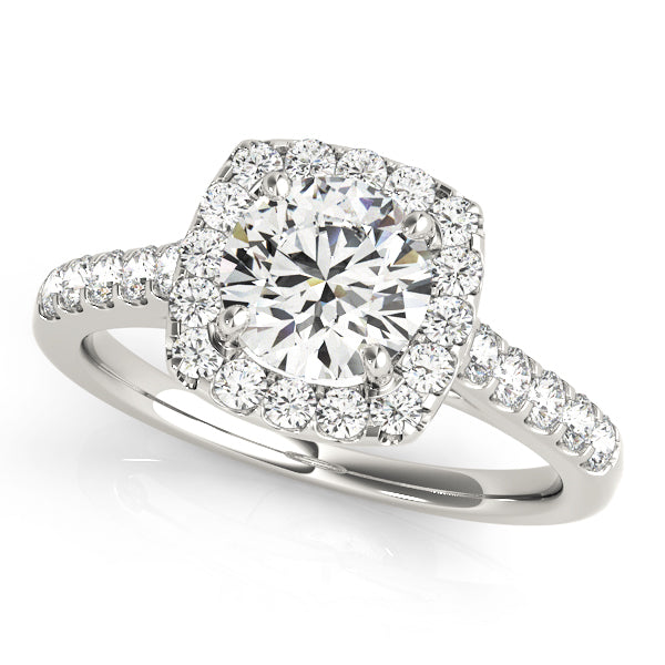 Round Diamond Cushion Halo Engagement Ring 1 CT