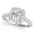 Round Diamond Cushion Halo Engagement Ring 1 CT