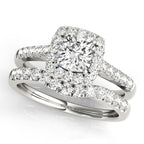 Single Row Halo Cushion Engagement Ring