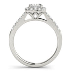 Cushion Halo Engagement Ring with Single Row Sparkle Design