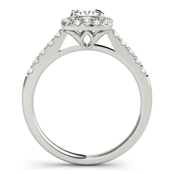 Cushion Halo Engagement Ring with Single Row Sparkle Design