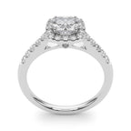 Cushion Halo Engagement Ring with Single Row Sparkle Design