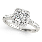 Single Row Halo Cushion Engagement Ring