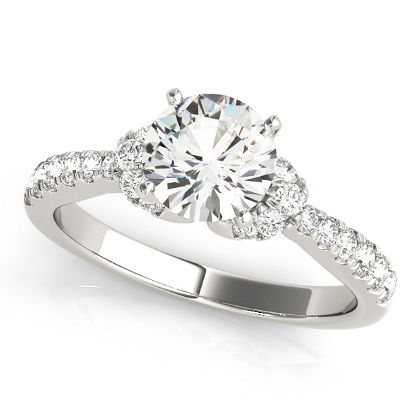Single Row Prong Set Cluster Side Accent Engagement Ring