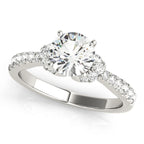 Single Row Prong Set Cluster Side Accent Engagement Ring
