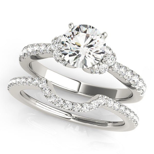 Single Row Prong Set Cluster Side Accent Engagement Ring
