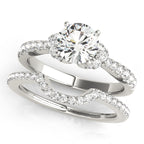 Single Row Prong Set Cluster Side Accent Engagement Ring