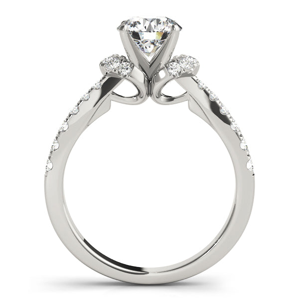 Single Row Prong Set Cluster Side Accent Engagement Ring