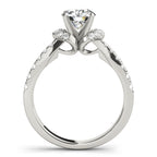 Single Row Prong Set Cluster Side Accent Engagement Ring