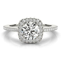 Round Single Row Halo Engagement Ring