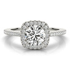 Round Single Row Halo Engagement Ring