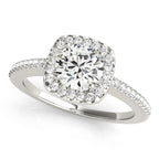 Round Single Row Halo Engagement Ring