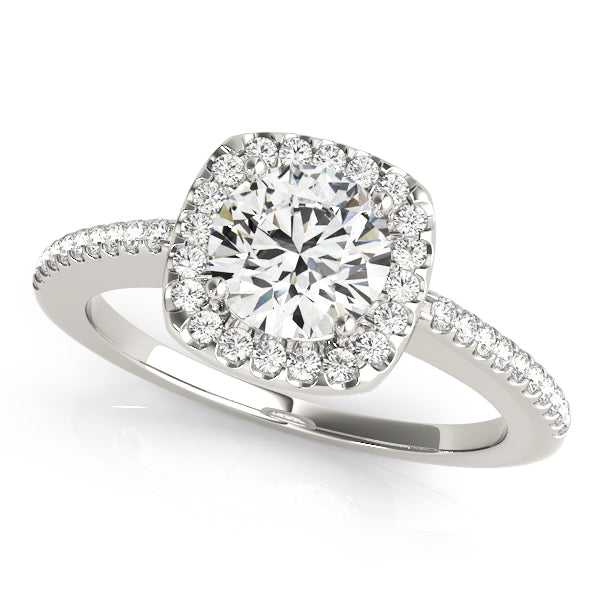 Round Single Row Halo Engagement Ring