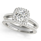 Round Single Row Halo Engagement Ring