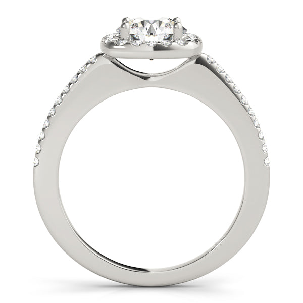Round Single Row Halo Engagement Ring