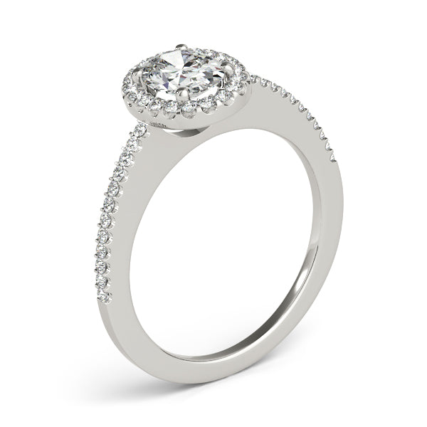 Oval Single Row Diamond Engagement Ring