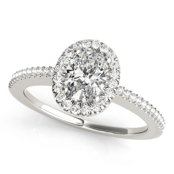 Oval Single Row Diamond Engagement Ring