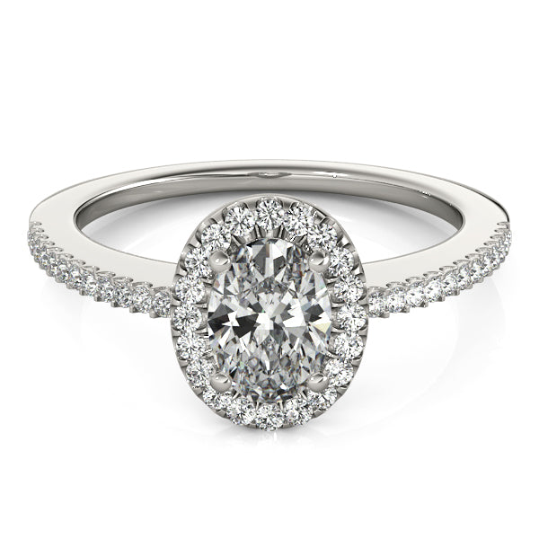 Oval Single Row Diamond Engagement Ring