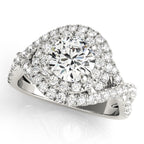 Twisted Double Halo Diamond Engagement Ring
