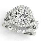 Twisted Double Halo Diamond Engagement Ring
