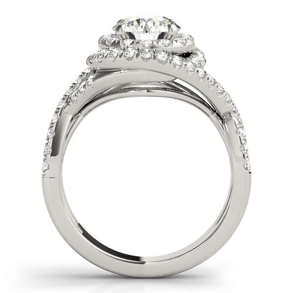 Twisted Double Halo Diamond Engagement Ring