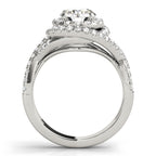 Twisted Double Halo Diamond Engagement Ring