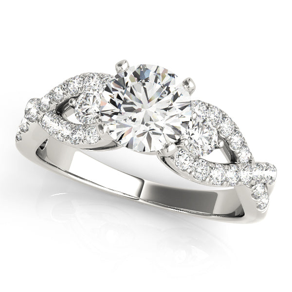 Twisted Three Stone Diamond Engagement Ring