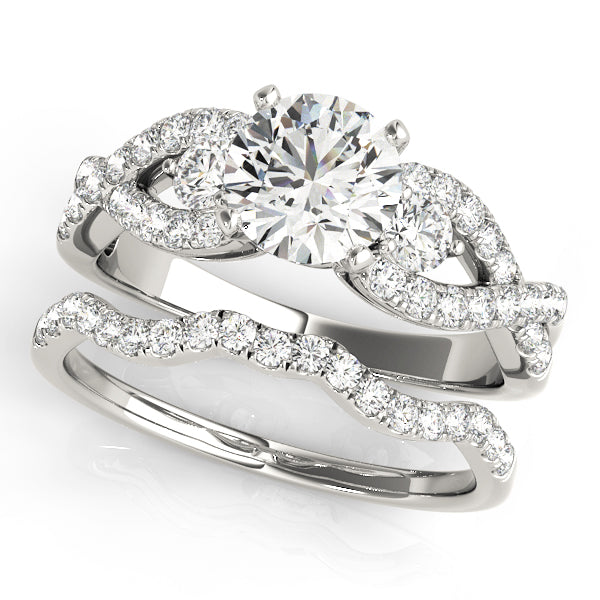 Twisting 3-Stone Diamond Engagement Ring